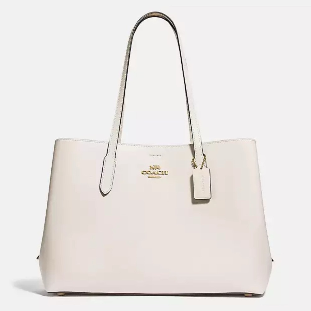 Coach Avenue Carryall Tote Ivory Leather Shoulder Bag Gold Hardware Large
